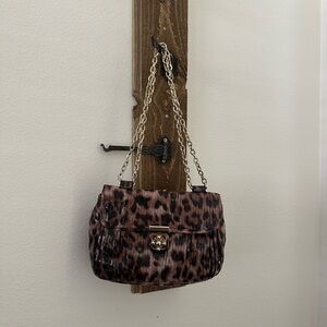 Chico's Brown Leopard Shoulder Bag with Gold Chain